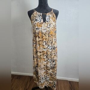 Mlle Gabrielle Yellow and Black Animal Print Halter Maxi Dress